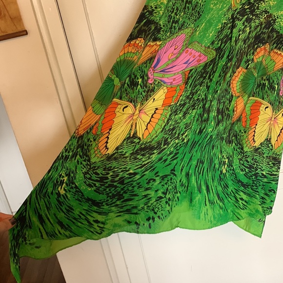 Queen Mulock 💯 Silk butterfly t shirt mini dress - Picture 6 of 17